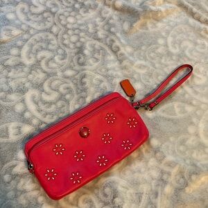 Coach Pink Floral Wristlet Clutch